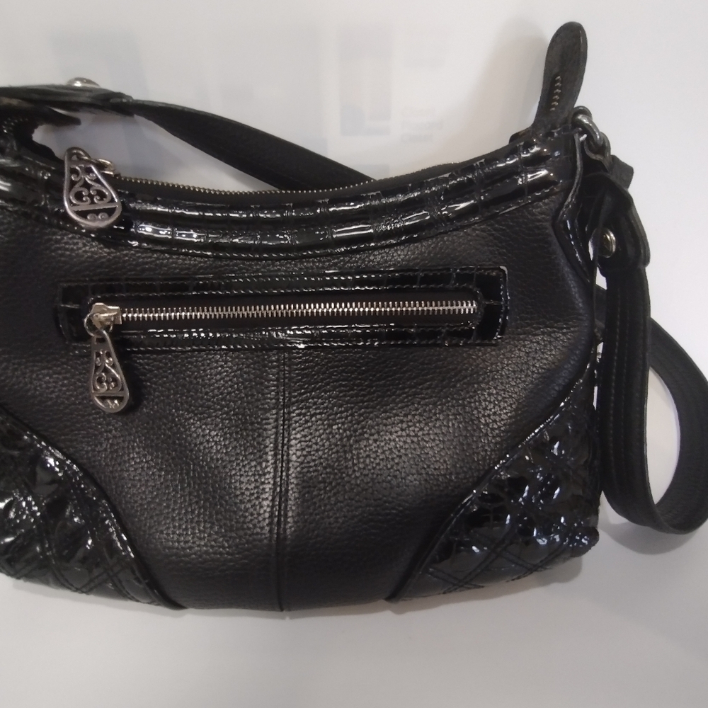 Brighton Leather black, croc & pebble leather handbag purse - Picture 7 of 9